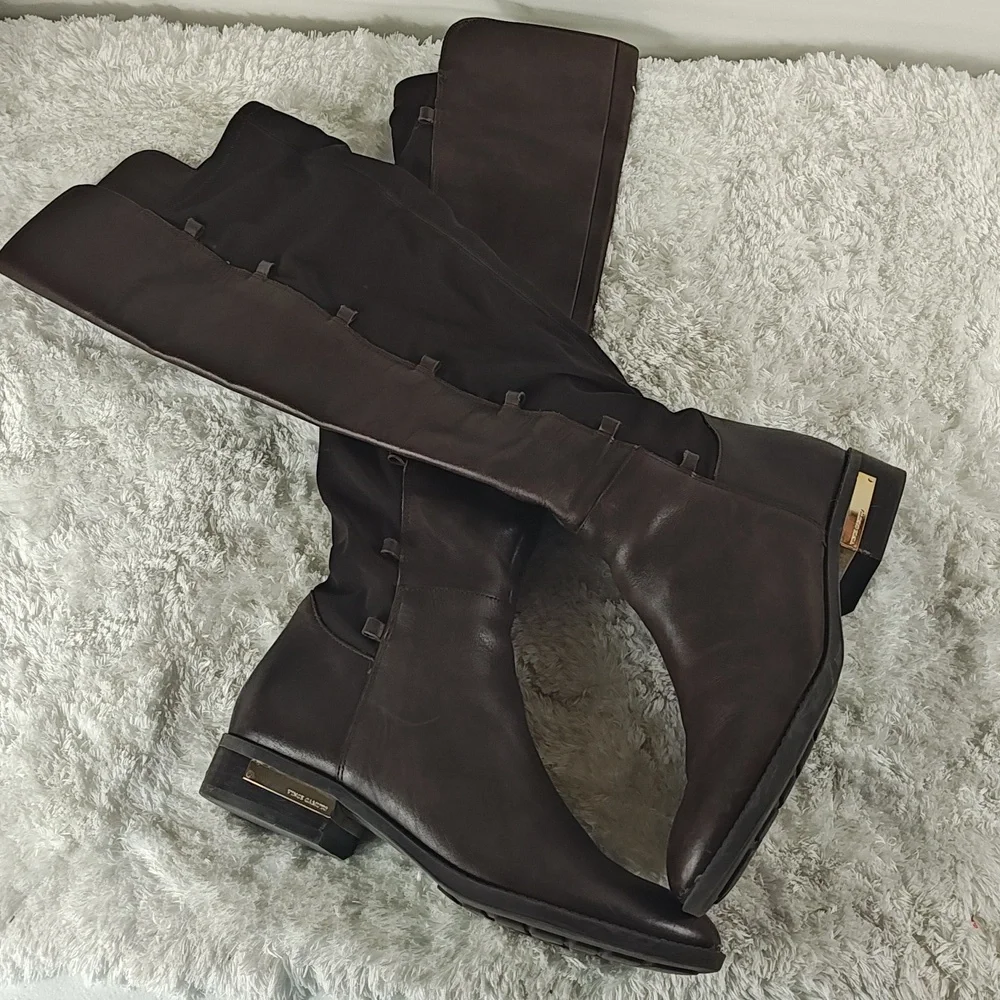Vince Camuto Knee High Lace up Brown Leather Boots without Laces Women size 7 - Picture 8 of 12